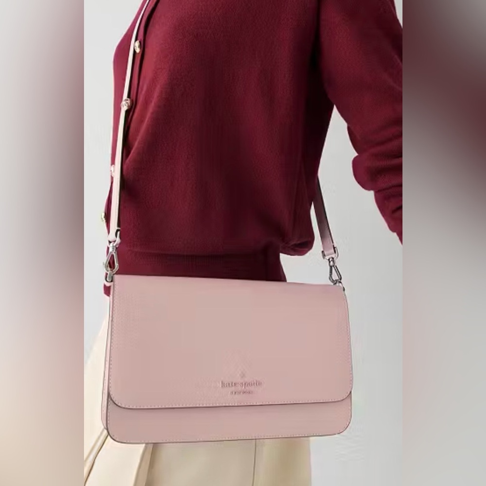 Kate Spade Tutu Pink Textured Patent Leather Madison Medium Flap
